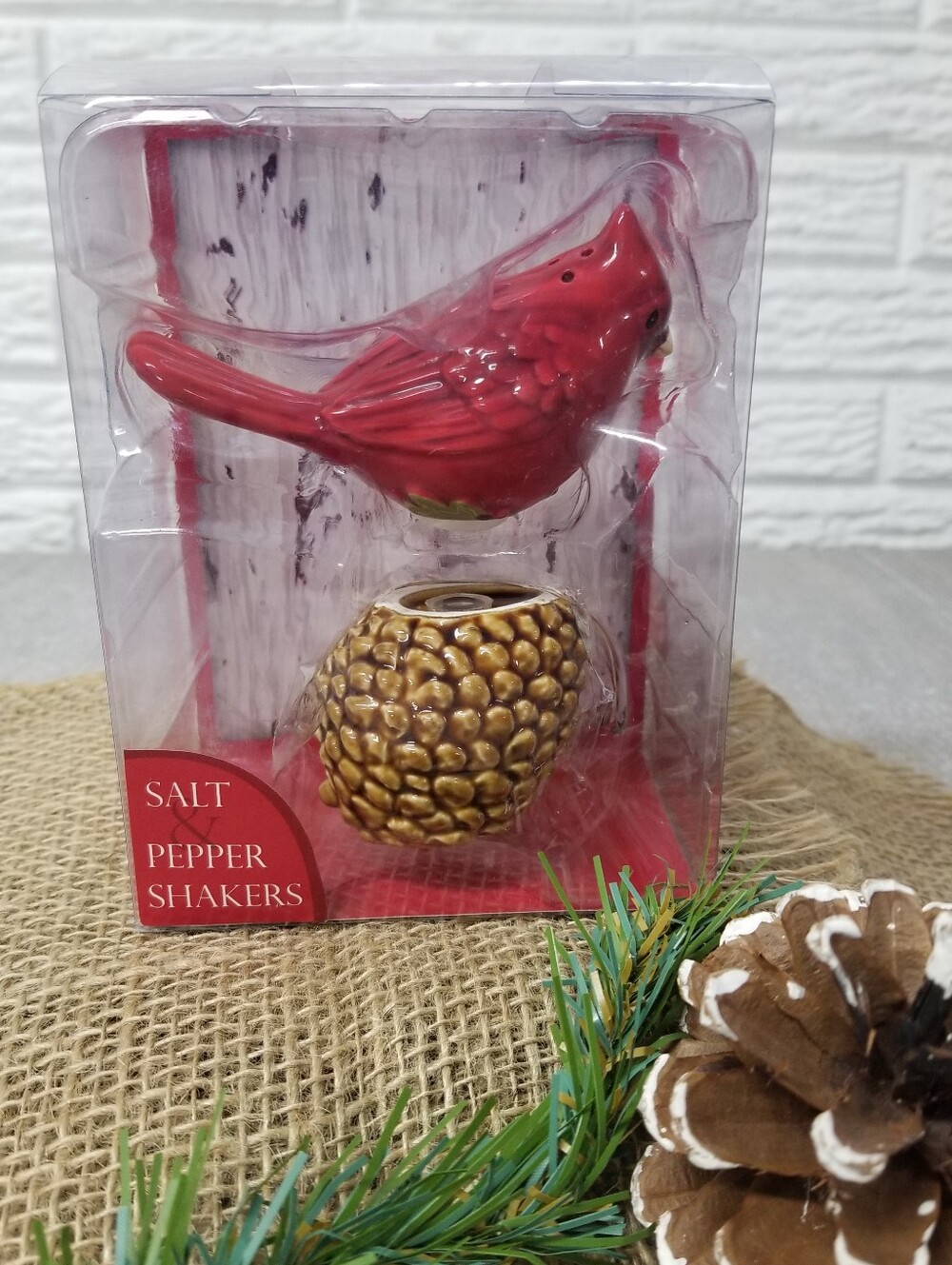 Cardinal & Pinecone Salt And Pepper Shakers